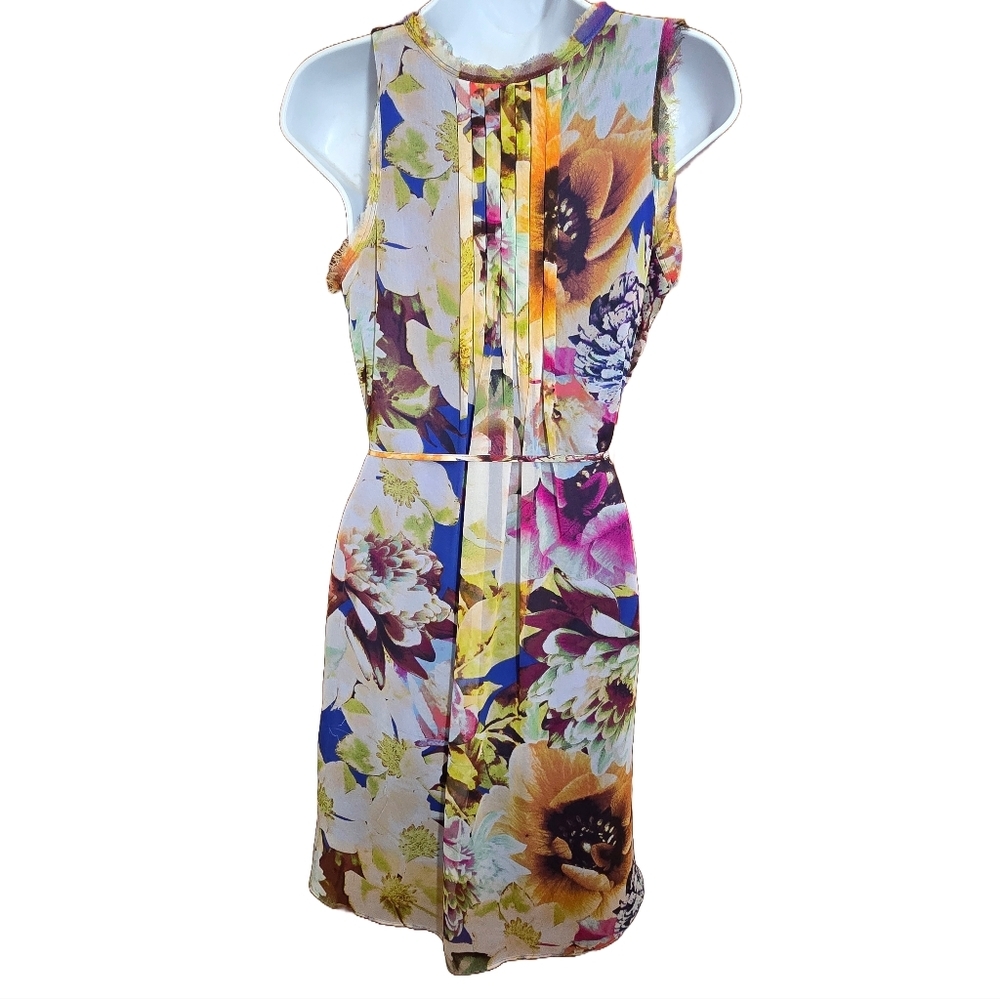Simply Vera Vera Wang Floral Sleeveless Dress XS Lined EUC - Picture 3 of 7